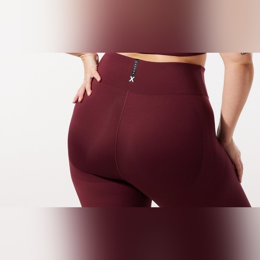 Savage X Fenty-Women's 3X Maroon Leggings Plus Size - Picture 2 of 9